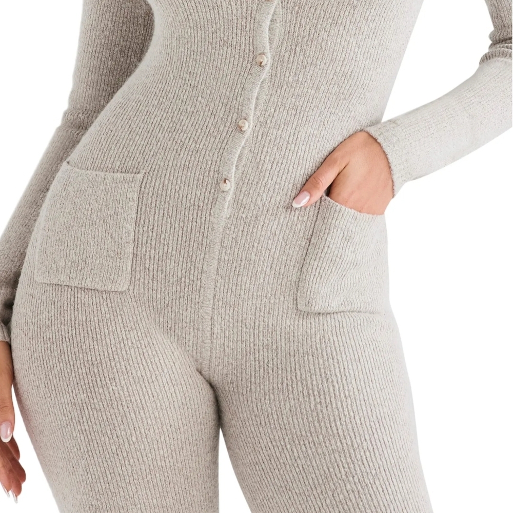 House Of CB Cozy Cream Knit Jumpsuit - Picture 4 of 7